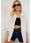 Uzun Oversize Gömlek 20320 - Beyaz