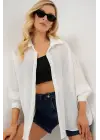 Uzun Oversize Gömlek 20320 - Beyaz