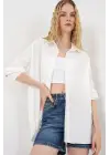 Uzun Oversize Gömlek 20334 - Beyaz