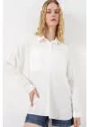 Uzun Oversize Gömlek 20334 - Beyaz