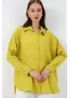 Uzun Oversize Gömlek 20334 - Hardal