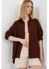Uzun Oversize Gömlek 20334 - Kahverengi