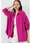 Uzun Oversize Gömlek 20334 - Koyu Pembe