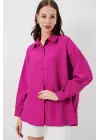 Uzun Oversize Gömlek 20334 - Koyu Pembe