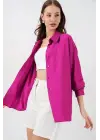 Uzun Oversize Gömlek 20334 - Koyu Pembe