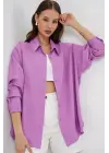 Uzun Oversize Gömlek 20334 - Lila