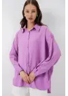 Uzun Oversize Gömlek 20334 - Lila