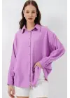 Uzun Oversize Gömlek 20334 - Lila