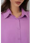 Uzun Oversize Gömlek 20334 - Lila