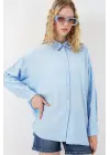 Uzun Oversize Gömlek 20334 - Mavi