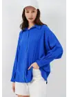 Uzun Oversize Gömlek 20334 - Saks