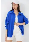 Uzun Oversize Gömlek 20334 - Saks