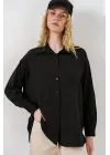 Uzun Oversize Gömlek 20334 - Siyah