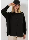 Uzun Oversize Gömlek 20334 - Siyah