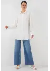 Uzun Oversize Gömlek 5965 - Beyaz