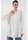 Uzun Oversize Gömlek 5965 - Beyaz