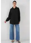 Uzun Oversize Gömlek 5965 - Siyah