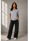 V Yaka Basic Tişört Kısa Kol Yazlık Regular Fit T-Shirt - Gri