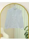 Şık Fırfırlı Yarı Transparan Gömlek