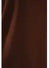V Yaka Sıfır Kol Bluz 950 - Kahverengi