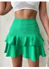 Valonlu fırfırlı etek yeşil s24681