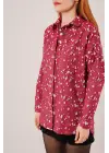 Omarı Vintage Tarz Bordo Denim Gömlek