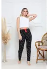 Demir Siyah Baskı Desenli Alt Pijama Kadın Giyim