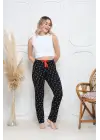 Demir Siyah Baskı Desenli Alt Pijama Kadın Giyim