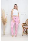 Pembe Baskı Desenli Alt Pijama Kadın Giyim