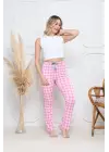 Pembe Baskı Desenli Alt Pijama Kadın Giyim