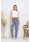 Lacivert Baskı Desenli Alt Pijama Kadın Giyim