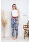 Lacivert Baskı Desenli Alt Pijama Kadın Giyim