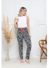 Siyah Baskı Desenli Alt Pijama Kadın Giyim
