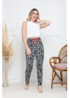 Siyah Baskı Desenli Alt Pijama Kadın Giyim