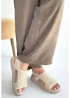 Wayi Bej Hasır Cilt Sandalet