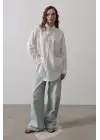 Omarı Beyaz Yan Büzmeli Tunik Gömlek