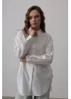 Yan Büzmeli Tunik Gömlek - Beyaz