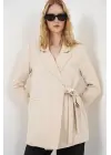 Yandan Bağlamalı Blazer Ceket 0750 - Bej