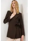Yandan Bağlamalı Blazer Ceket 0750 - Kahverengi