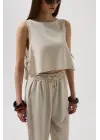 Yandan Bağlamalı Crop Bluz