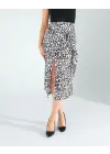 Modern Leopar Desenli Saten Etek