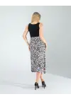 Modern Leopar Desenli Saten Etek