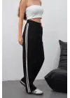 Yandan çift şeritli oys pantolon siyah