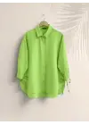 Yanları Bağcıklı Arkası Uzun Gömlek -F.Yeşili