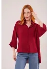 Omarı Rahat Kalıplı Yarasa Kol Bordo Gömlek