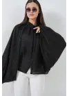 Yarasa Kol Oversize Gömlek 20368 - Siyah