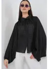 Yarasa Kol Oversize Gömlek 20368 - Siyah