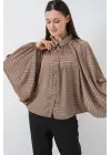 Yarasa Kol Oversize Gömlek 20368 - Sütlü Kahve