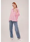 Omarı Pembe Yarasa Kol Gömlek