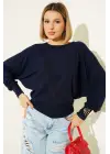 Yarasa Kol Salaş Bluz Lacivert T4273
